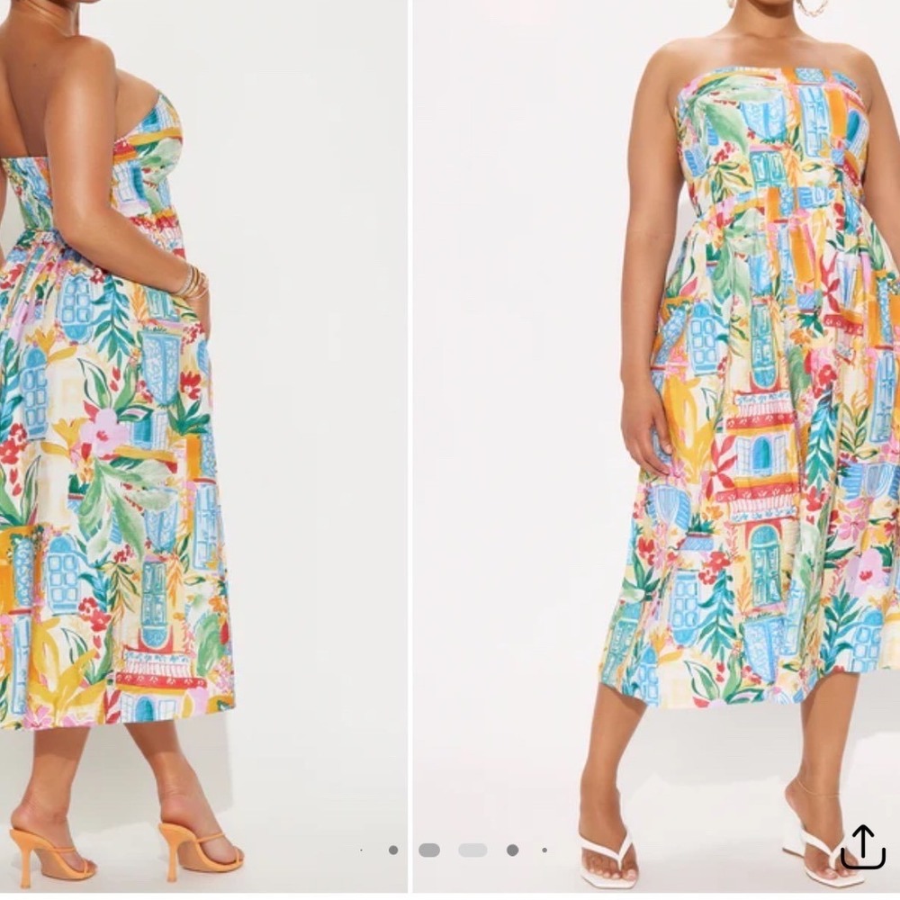 Fashion Nova Street of Italy Strapless Midi dress Womens Medium multicolor